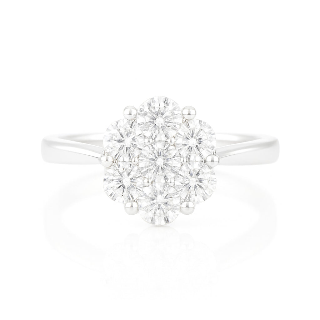 18K Flower Design Diamond Ring - 0.44ct