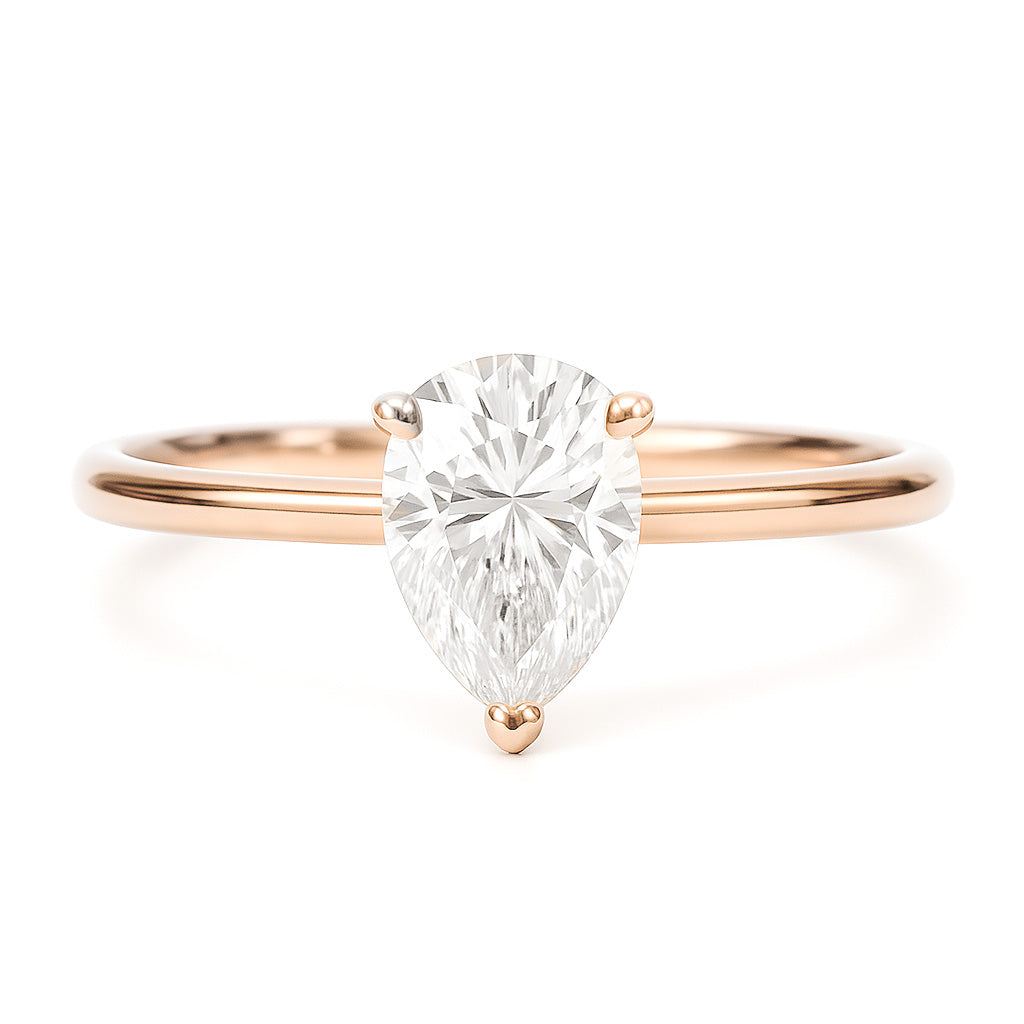 18KPG Pear Colorless Diamond Ring - 0.837ct