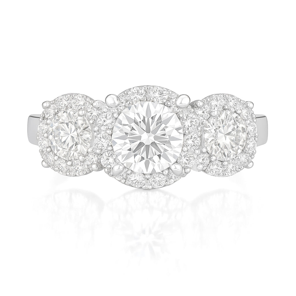 18K Colorless Diamond Ring Round-cut (3 Stones) - 0.5c
