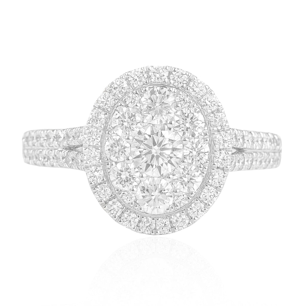 Oval Design Colorless Diamond Ring - 0.9ct