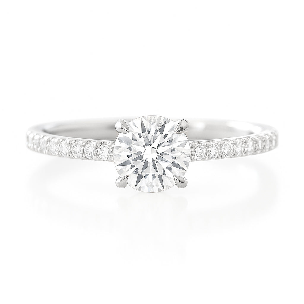 18K Round-cut Colorless Diamond Ring - 0.695ct