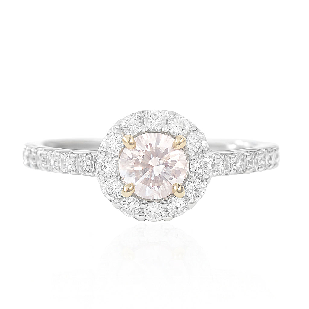 PT900 ピンクダイヤモンドリング 0.673ct Very Light Pink SI1 ラウンド