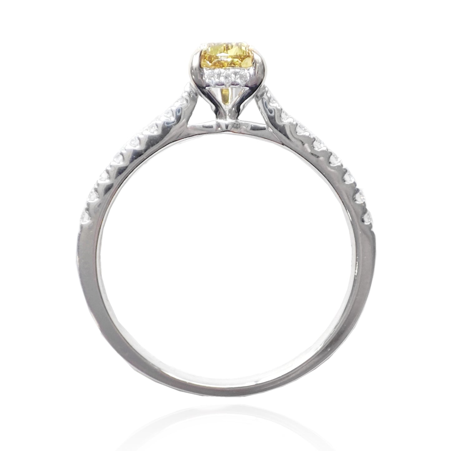 天然ダイヤモンドリング Vivid Yellow 0.61ct VS1 Pear 横画像