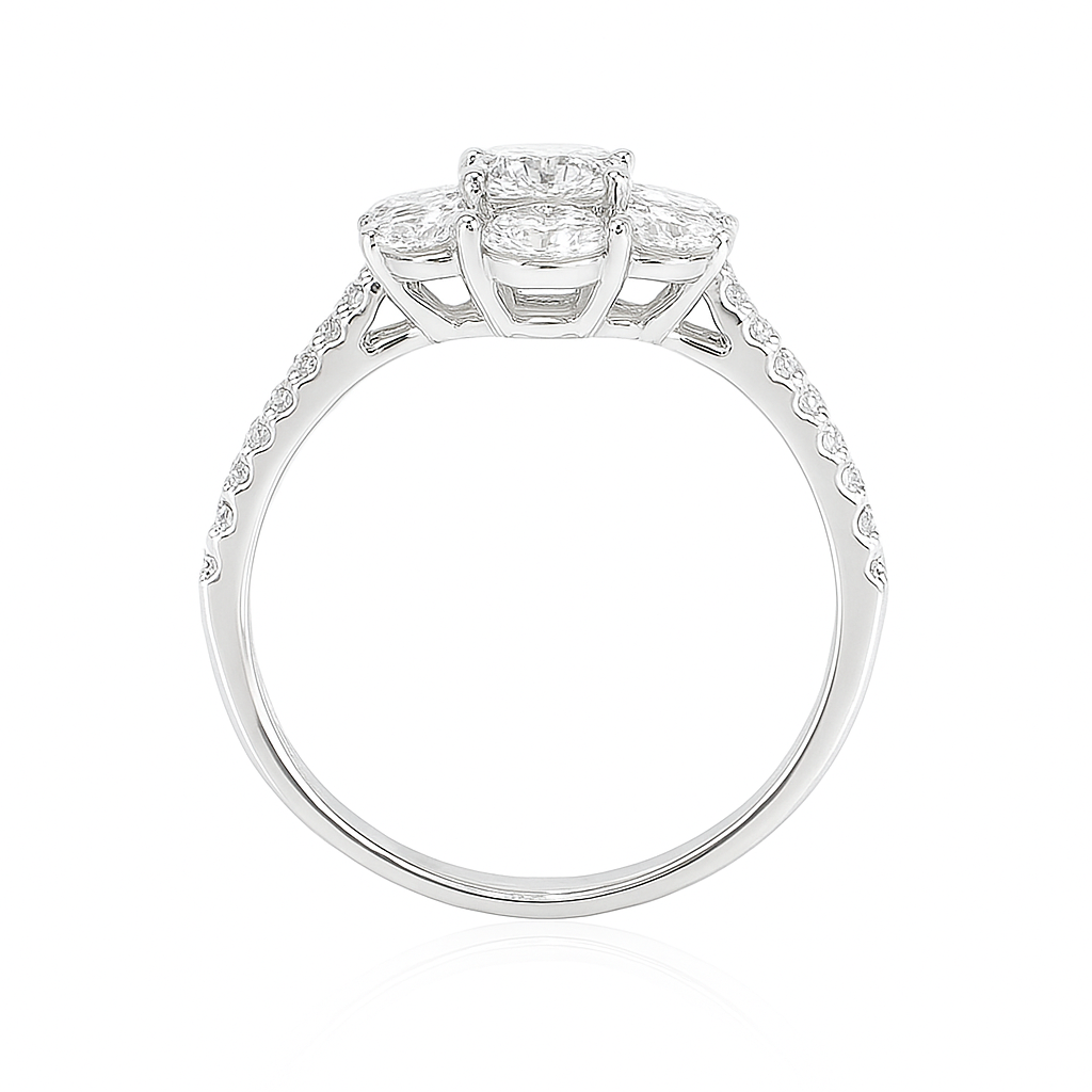 PT950 花柄 無色ダイヤモンドリング 1.98ct VVS2 オーバル 横画像