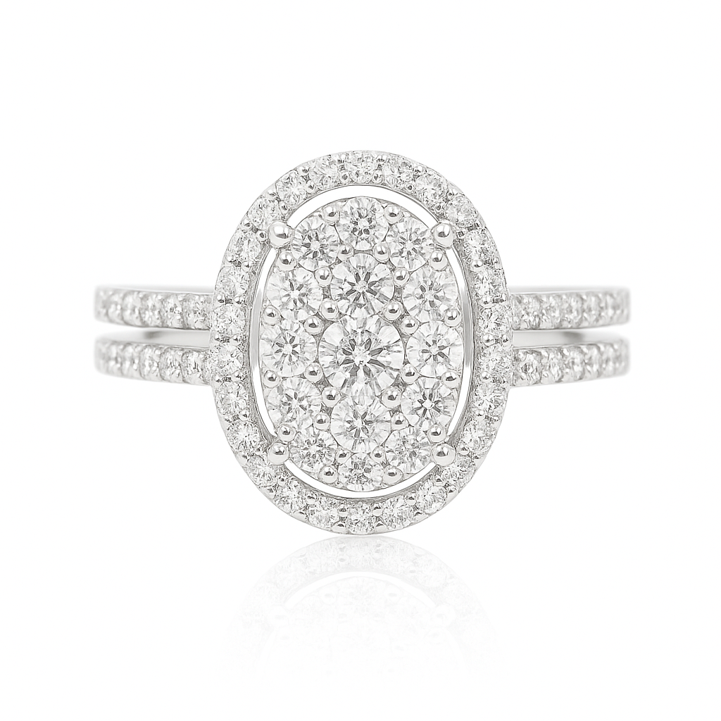 18K ほぼ無色ダイヤモンドリング 0.59ct VS+ G+ オーバル