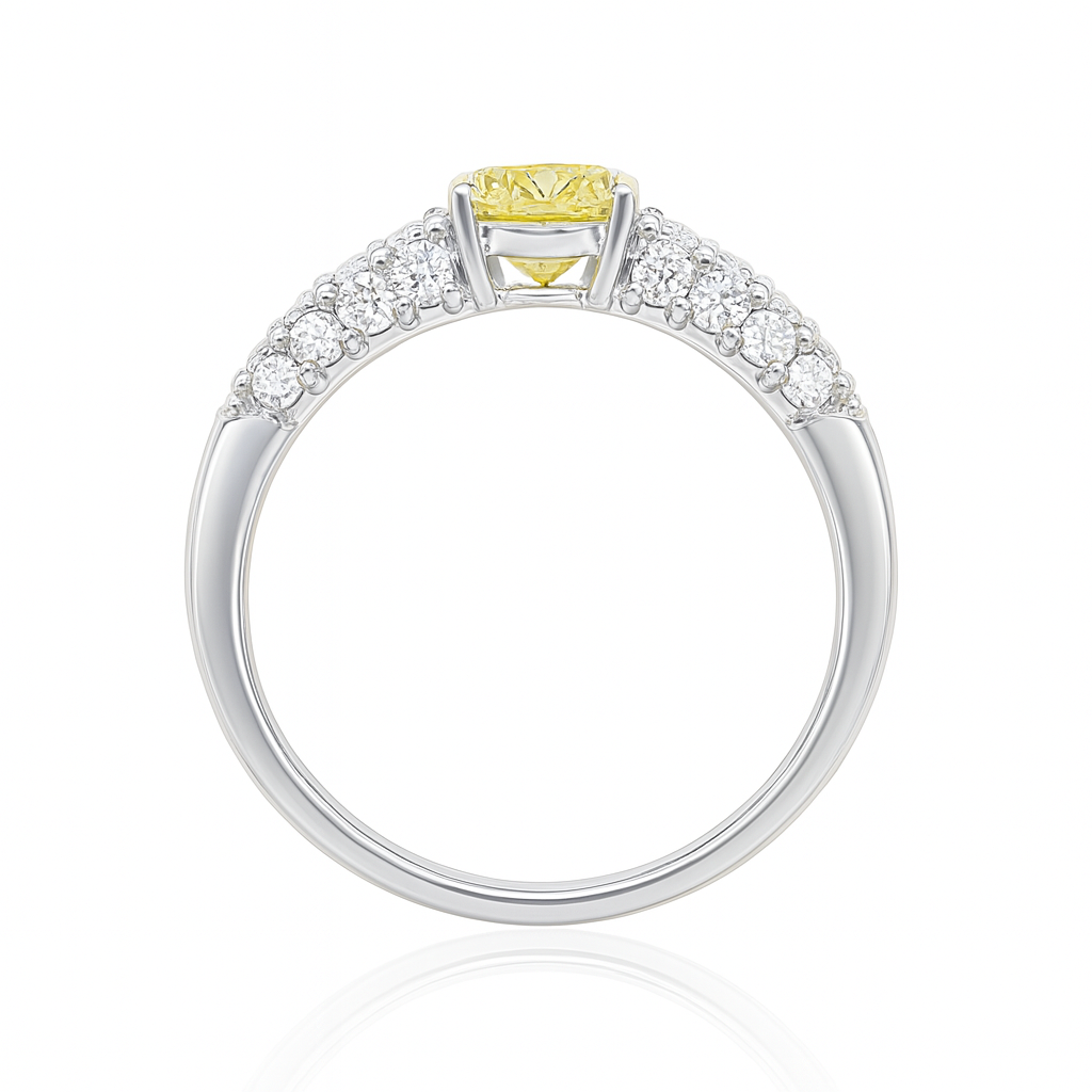 オーバル イエローダイヤモンドリング - 0.891ct I1 横画像