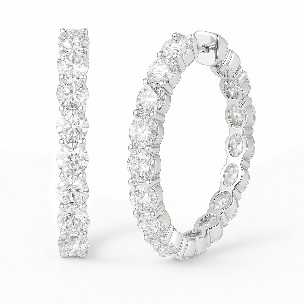 18K Hoop Diamond Earrings - 4.65ct