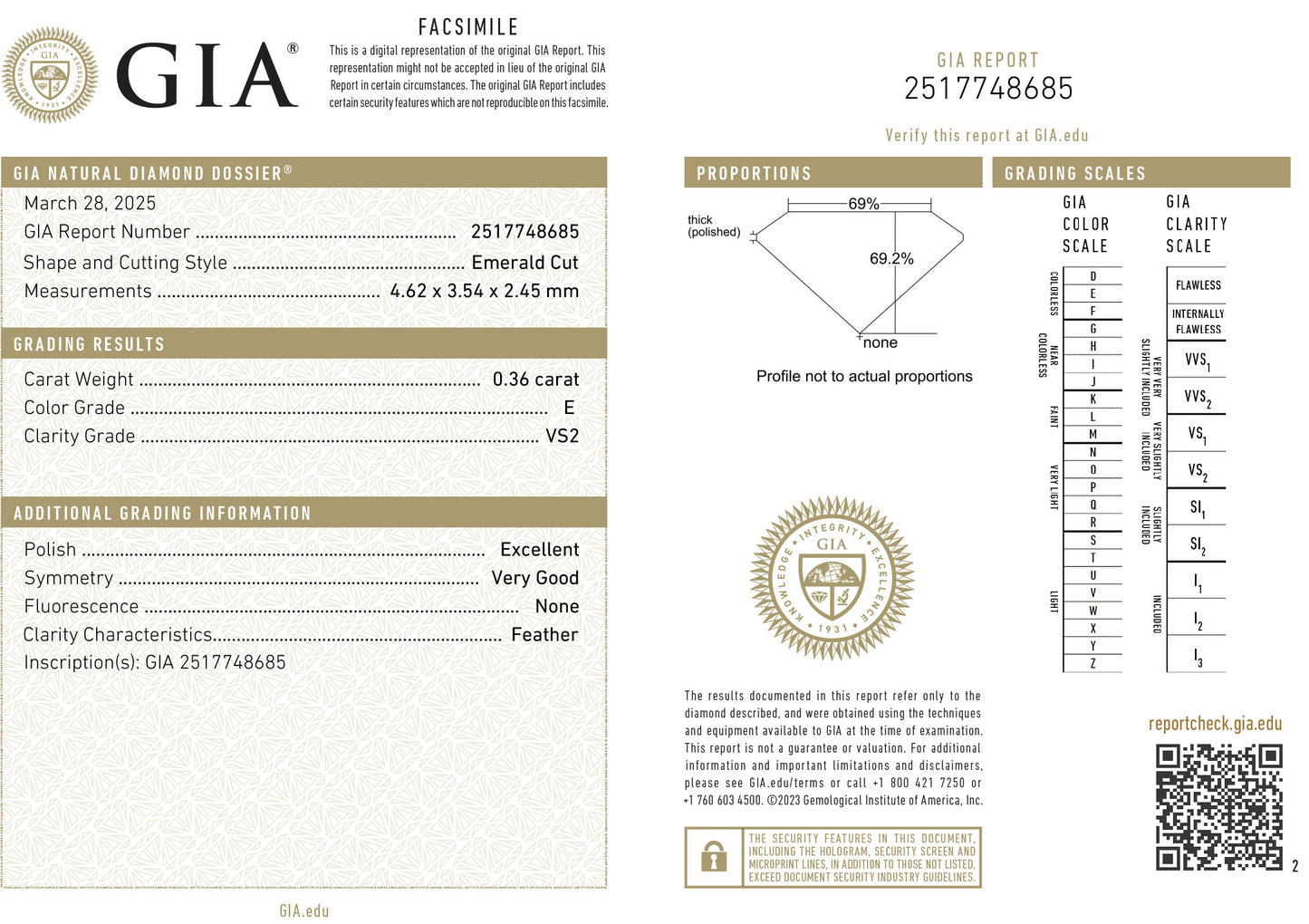 18K ダイヤモンドイヤリング エメラルドカット 0.85ct