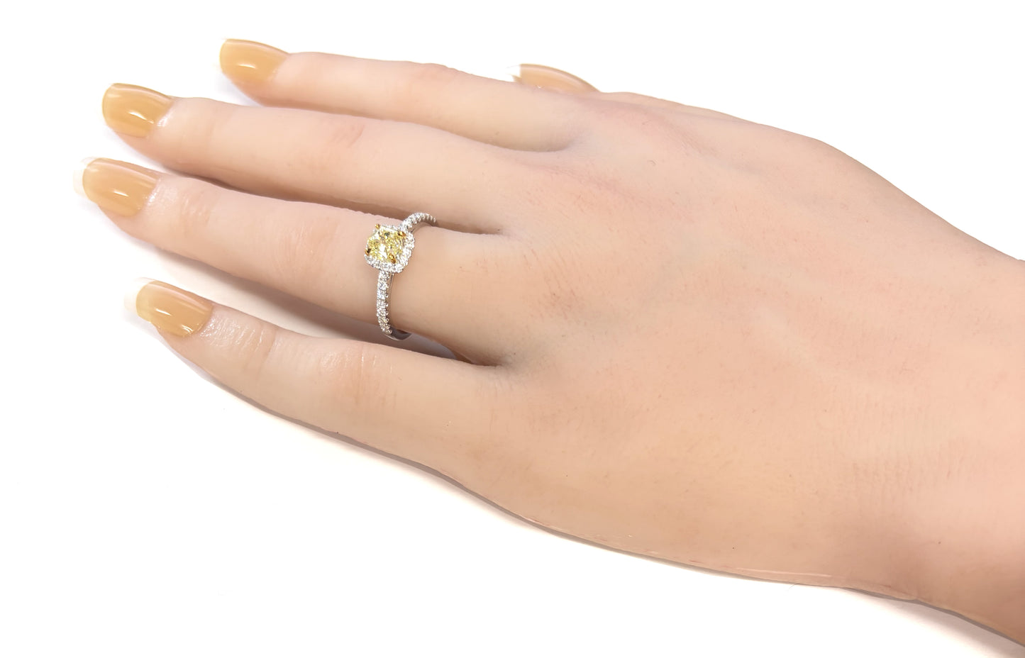 18K Hexagonal-cut Fancy Yellow Diamond Ring - 1.216ct