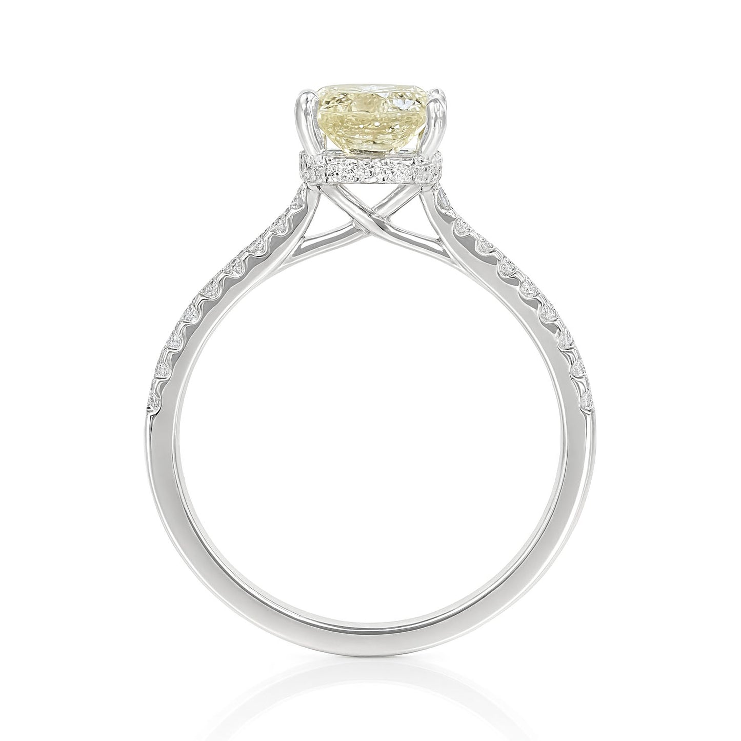PT950 イエローダイヤモンドリング 2.248ct Light Yellow VS2 クッション