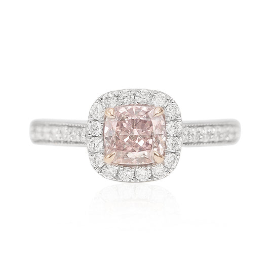 ピンクダイアモンドリング クッション 0.811ct SI2 画像