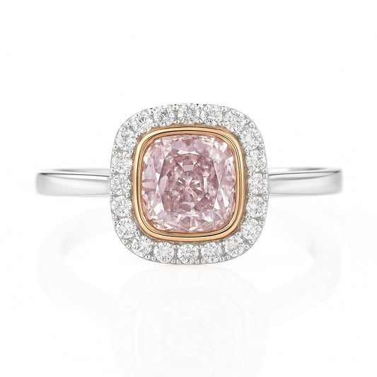 ピンクダイアモンドリング クッション 0.927ct VVS1 画像