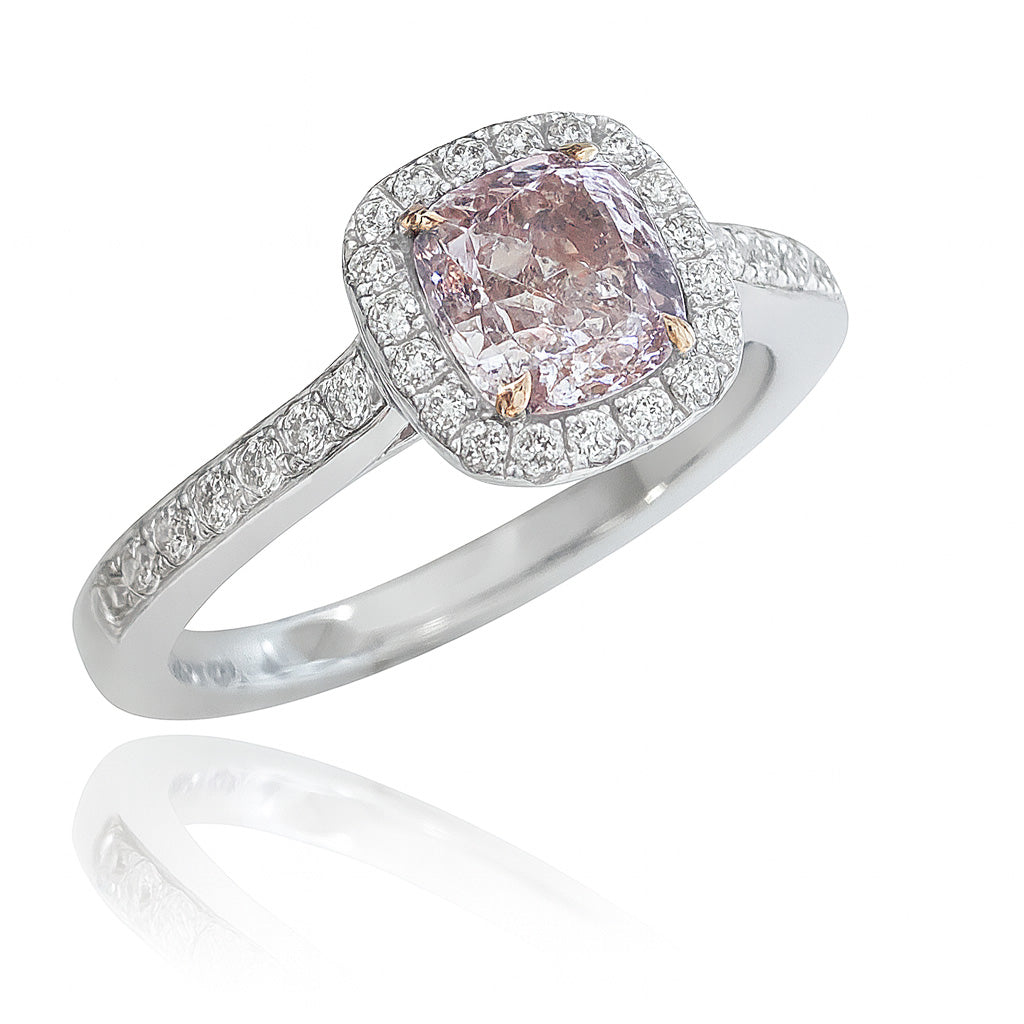 ピンクダイアモンドリング クッション 0.97ct SI2 画像