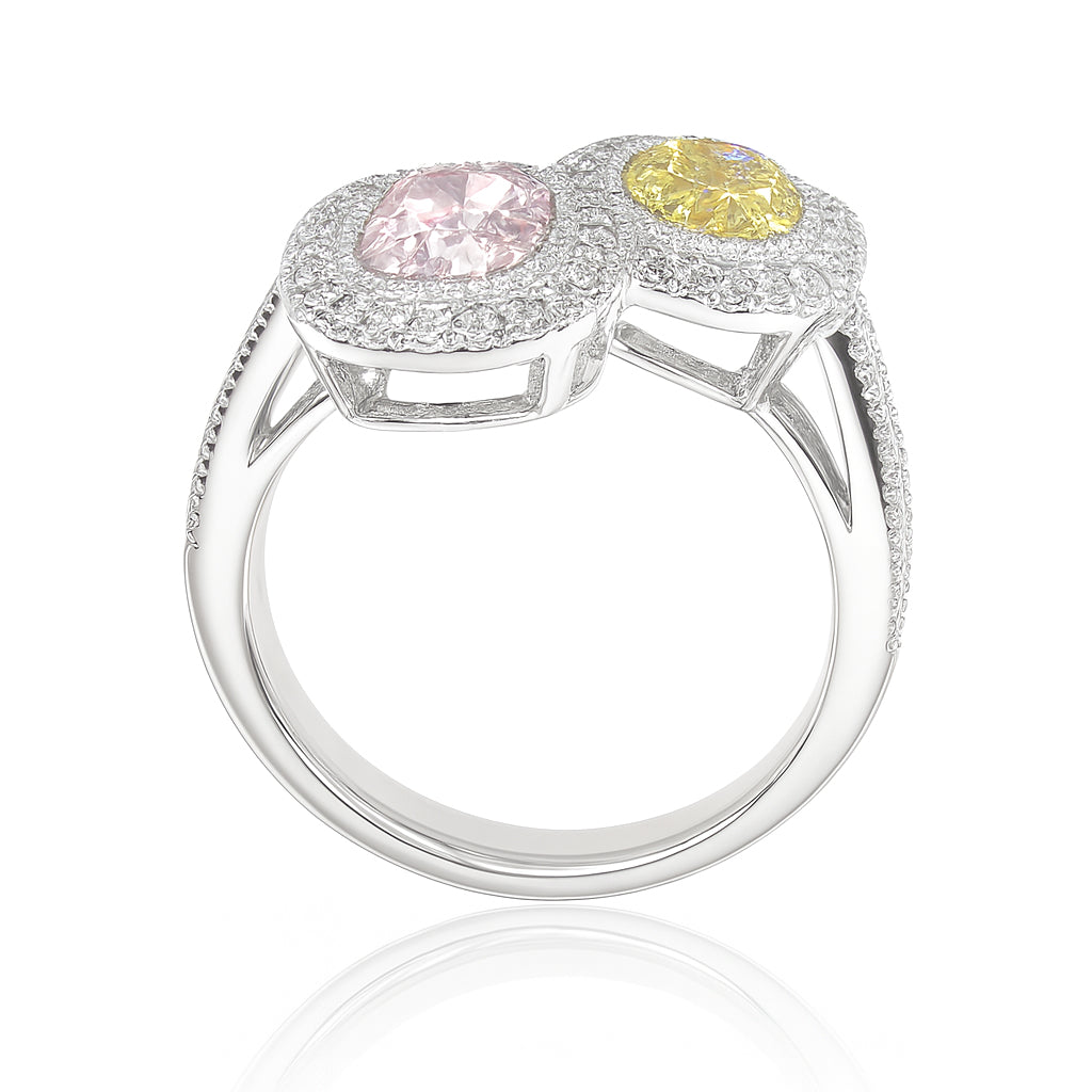 ピンクダイヤモンドリング クッション2色 2.614ct VS2-I1 裏画像
