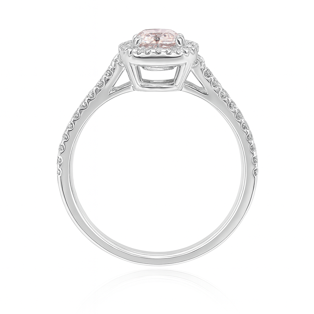 ピンクダイヤモンドリング クッション 0.735ct SI2 裏画像