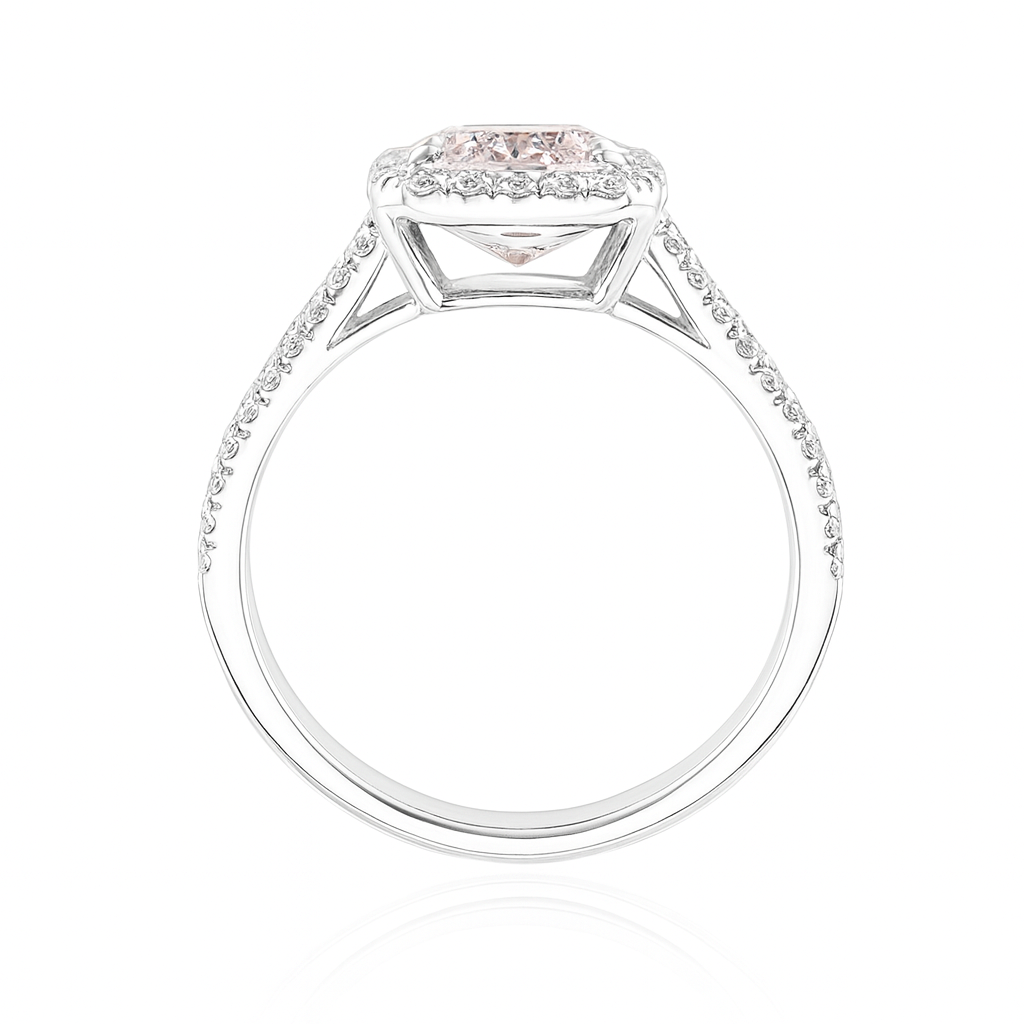 ピンクダイヤモンドリング ラディアント 1.867ct VVS1 裏画像