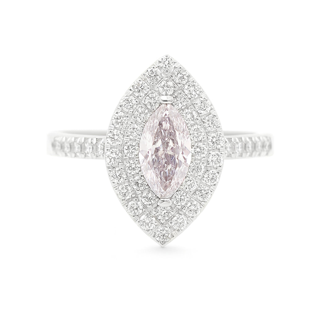 PT900 ピンクダイヤモンドリング 0.54ct Very Light Pink SI2 マーキス