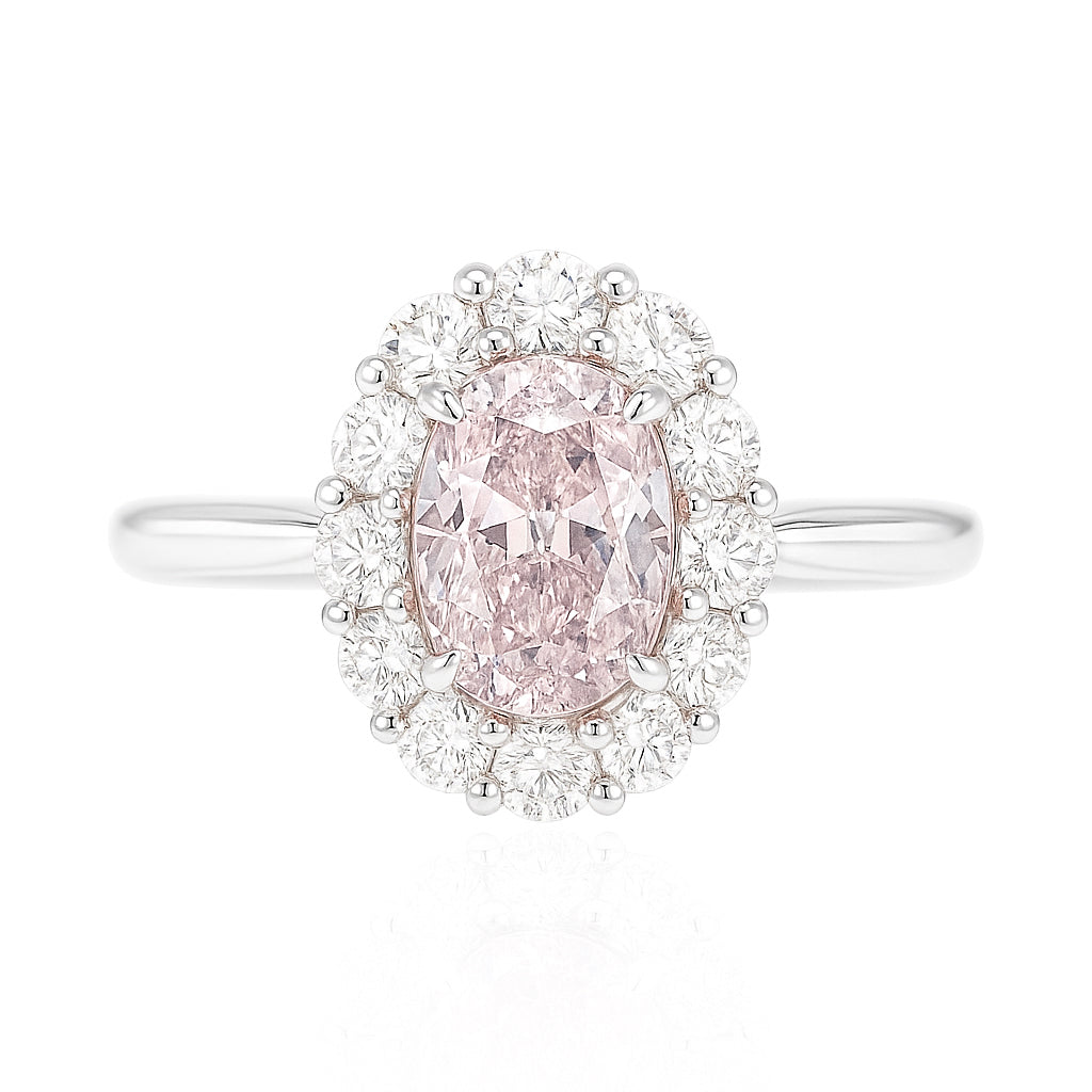 PT900 ピンクダイヤモンドリング 1.286ct Very Light Pink VVS2 オーバル
