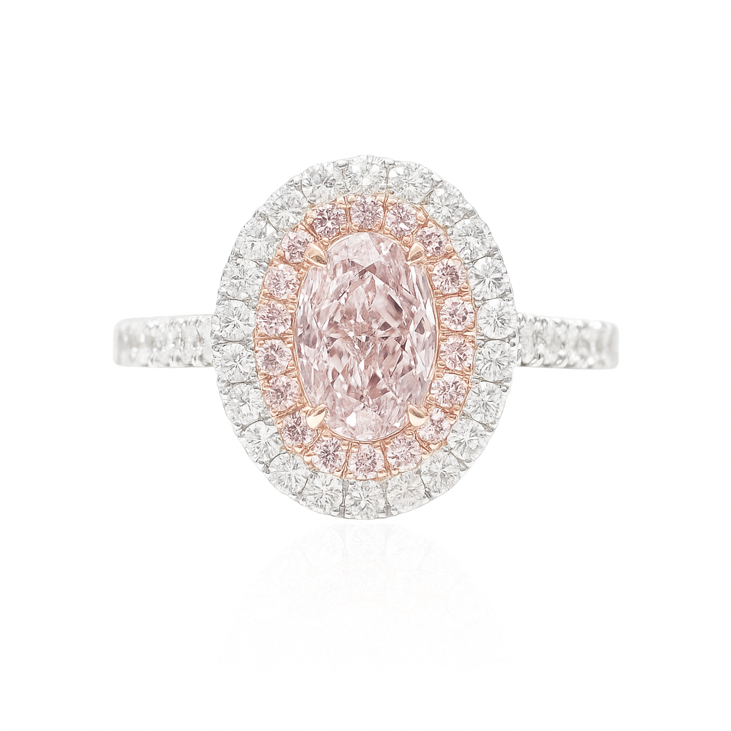 PT900 ピンクダイヤモンドリング 1.703ct Faint Pink SI2 オーバル