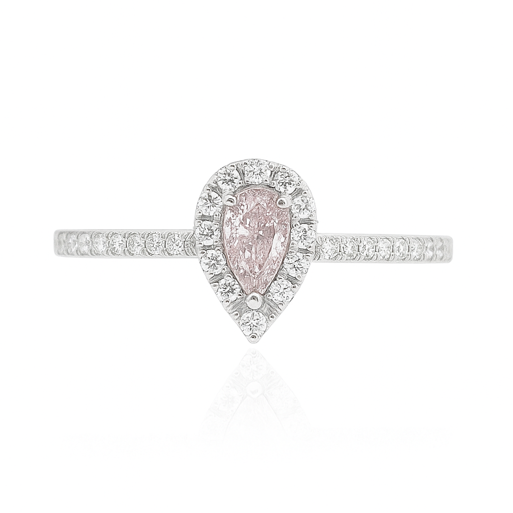 PT900 ピンクダイヤモンドリング 0.38ct Very Light Purplish Pink SI1 ペア