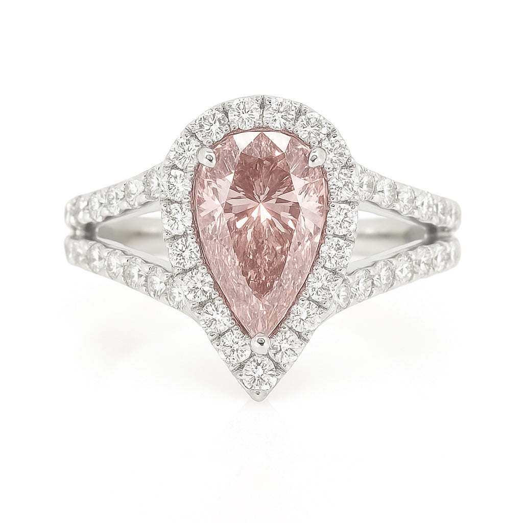 PT900 ピンクダイヤモンドリング 1.568ct Light Orangy Pink VVS2 ペア