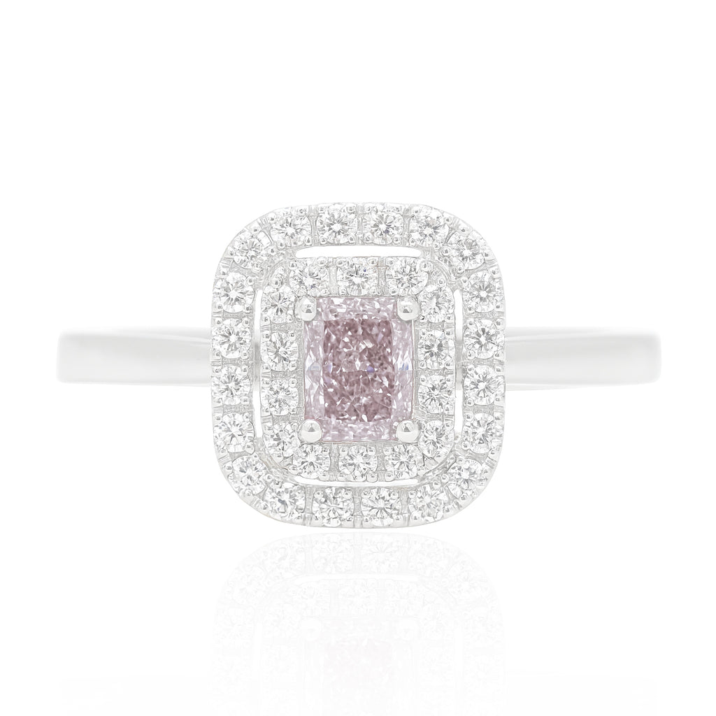 PT900 ピンクダイヤモンドリング 0.405ct Very Light Pink SI2 ラディアント