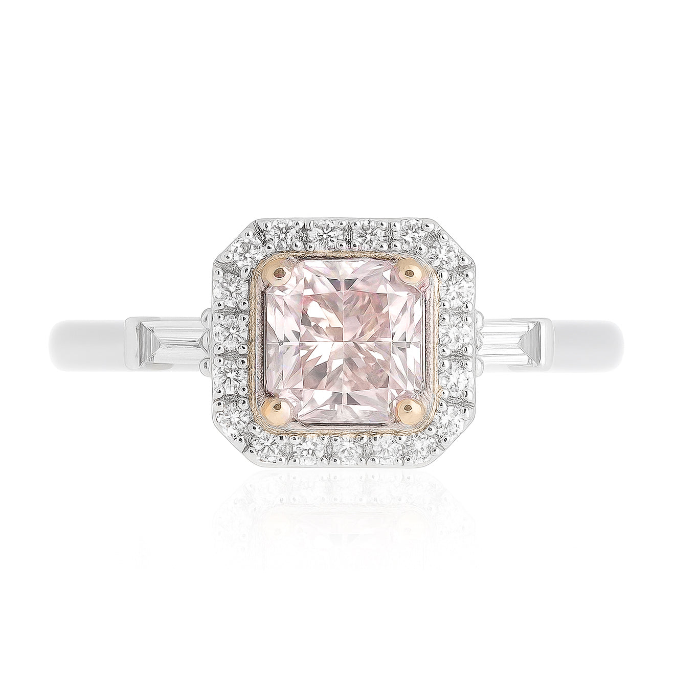 ピンクダイアモンドリング ラディアント 0.777ct SI1 画像