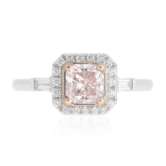 ピンクダイアモンドリング ラディアント 0.777ct SI1 画像