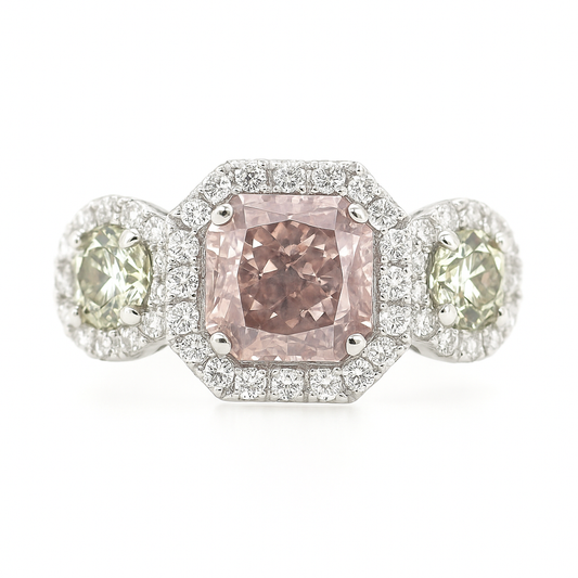 ピンクダイアモンドリング ラディアント 1.878ct I1 画像
