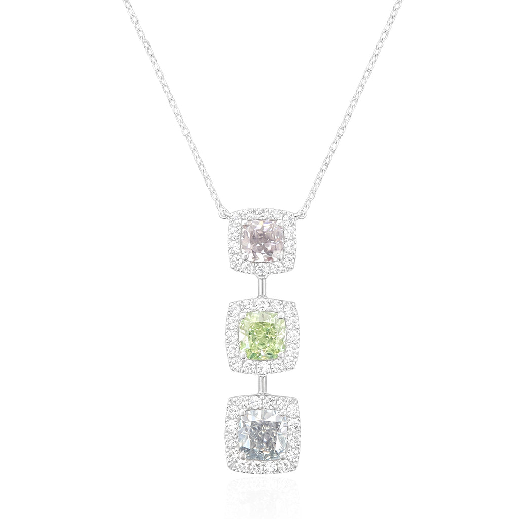 Mael Cushion Pink, Green, Blue Diamond Pendant Necklace - 1.557ct