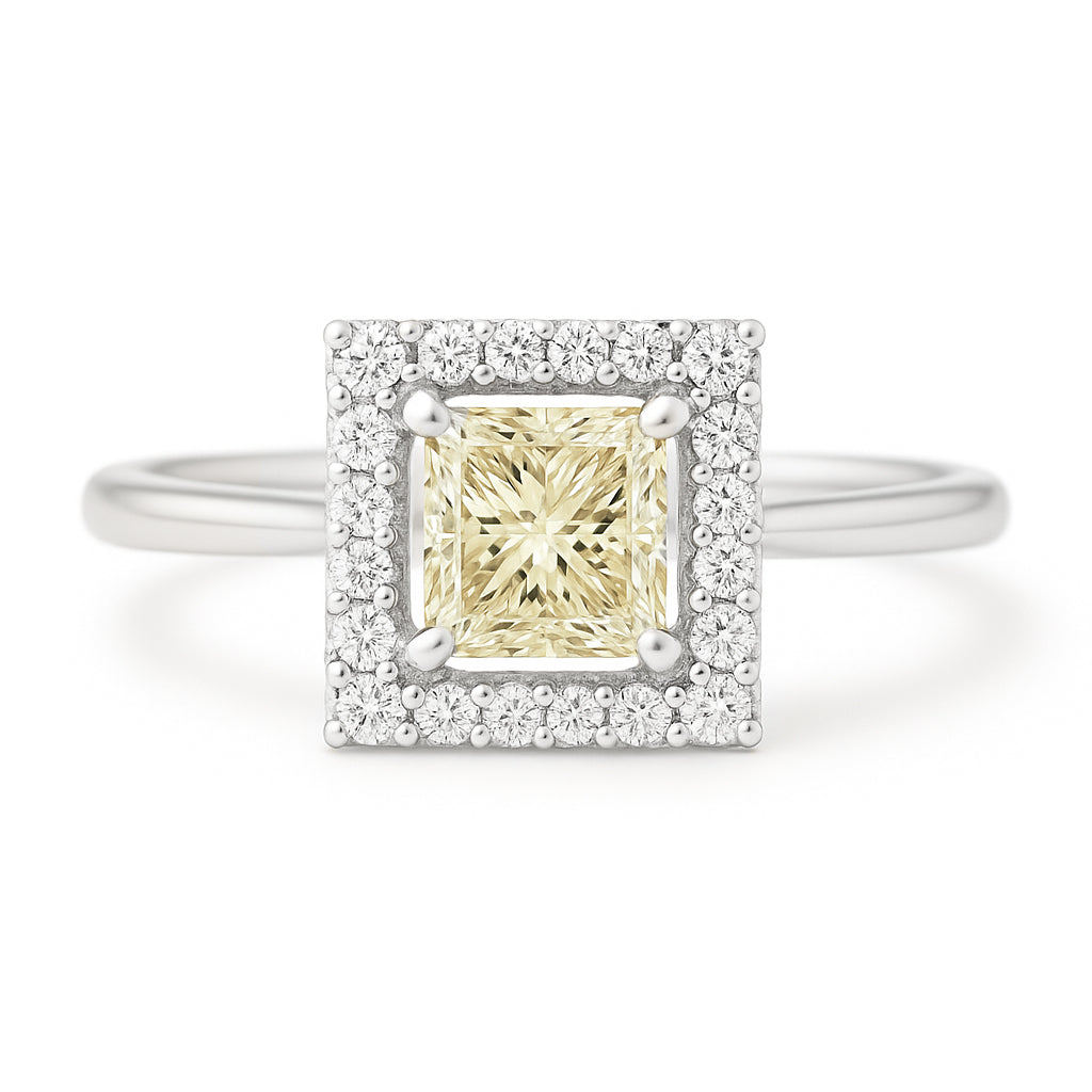 K18 イエローダイヤモンドリング 1.009ct VS2 Very Light Yellow プリンセス