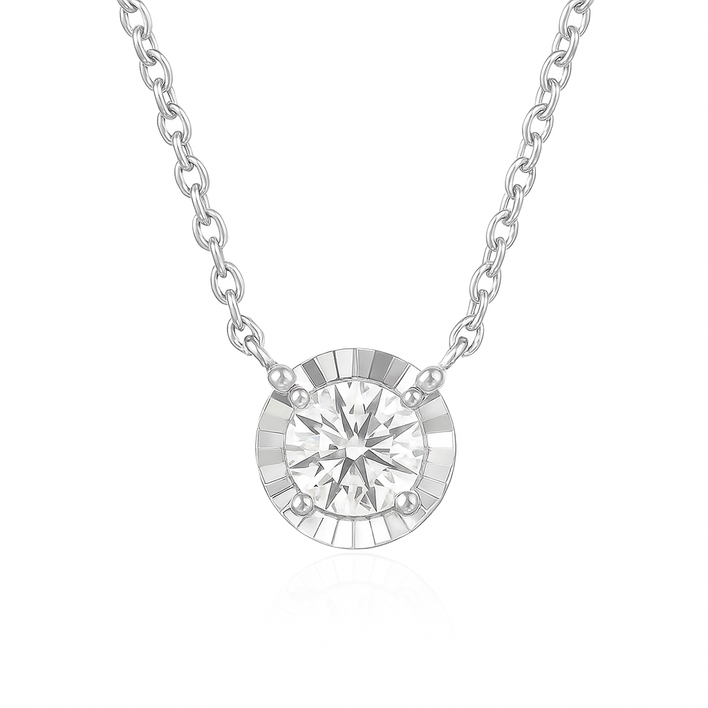 K14 ラウンドダイヤモンドペンダントネックレス - 0.442ct