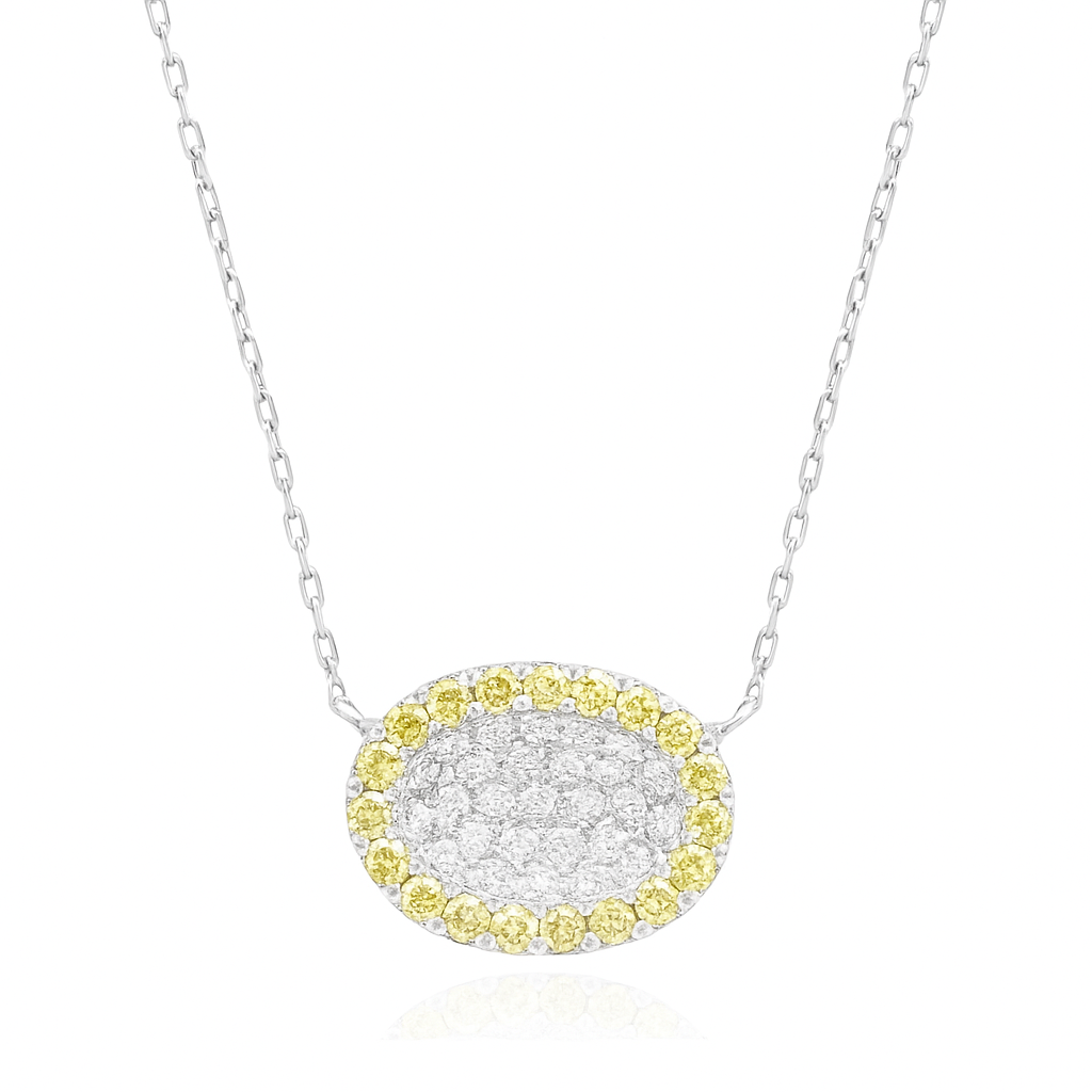 PT850/900 ラウンドダイヤモンドのオーバルデザインダイヤモンドペンダントネックレス - 0.445ct