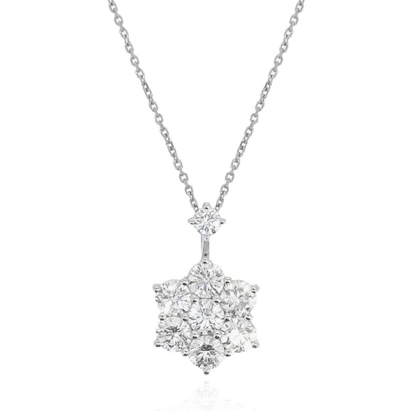 PT900 スター柄 ラウンドダイヤモンドペンダントネックレス - 1.562ct 画像