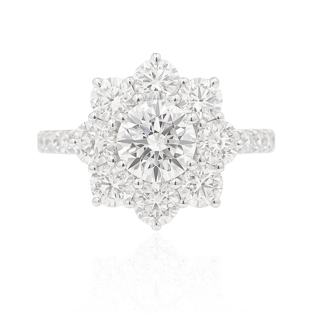 PT950 花柄 ダイヤモンドリング 2.128ct SI1 Colorless ラウンド 画像