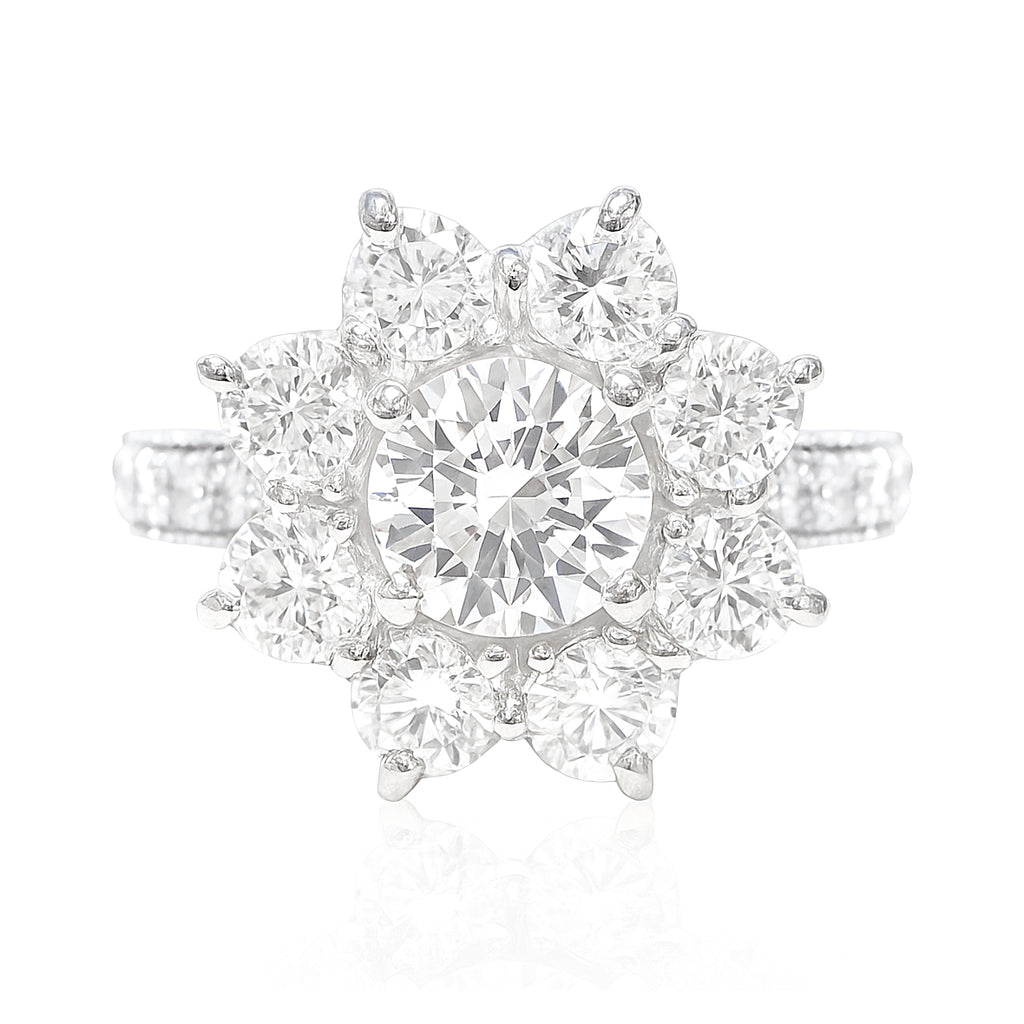Flower Design Diamond Ring - 2.128ct