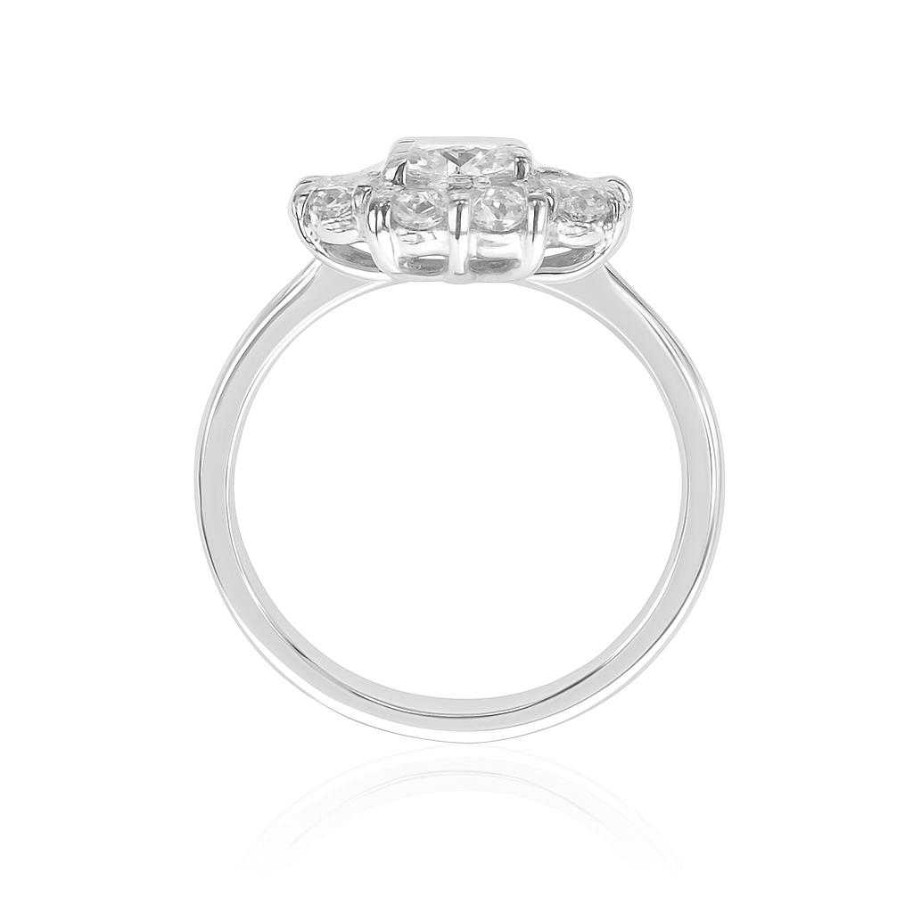 PT950 花柄 ダイヤモンドリング 2.128ct SI1 Colorless ラウンド 横画像