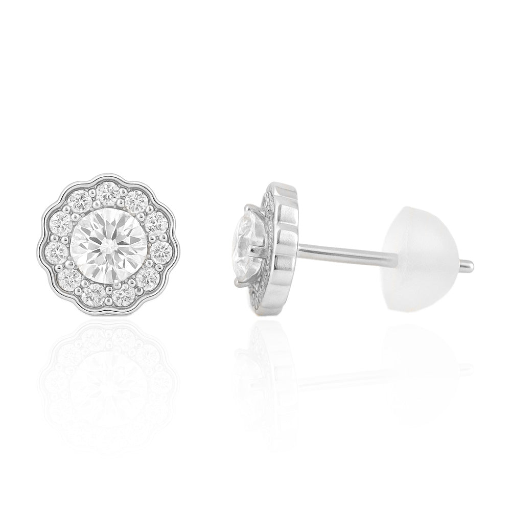 18K ダイヤモンドイヤリング ラウンド - 0.963ct