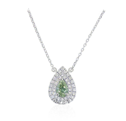 Mael ファンシーライト・グリーンイエローペアダイヤモンドネックレス 0.775ct 天然 SI-2 GIA ダイヤモンド画像