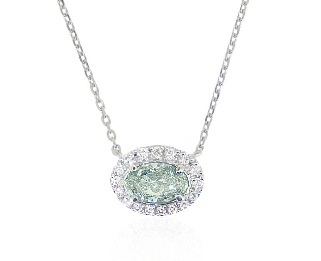 天然ダイヤモンドネックレス 0.803ct ライトブルー オーバル SI1 CGL ダイヤモンド画像