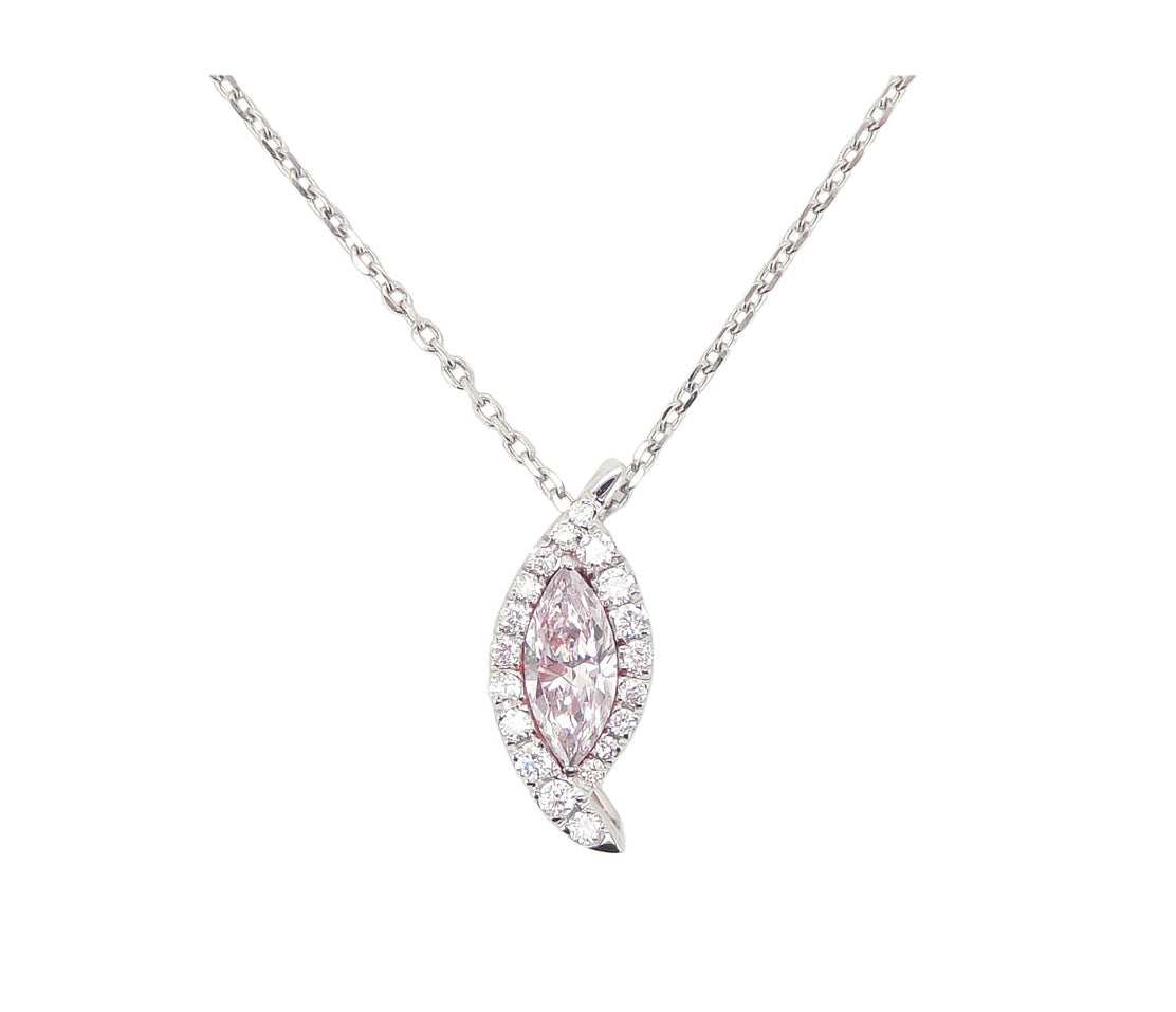 Mael マーキスシェイプ・ライトピンクダイヤモンドネックレス 0.421ct 天然 I-1 CGL ダイヤモンド画像