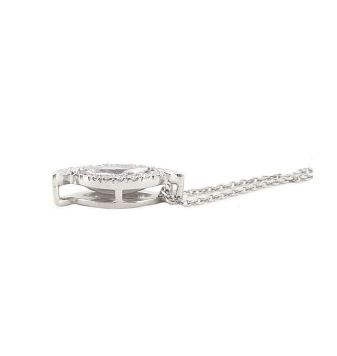 Mael マーキスシェイプ・ライトピンクダイヤモンドネックレス 0.421ct 天然 I-1 CGL 裏側ダイヤモンド画像