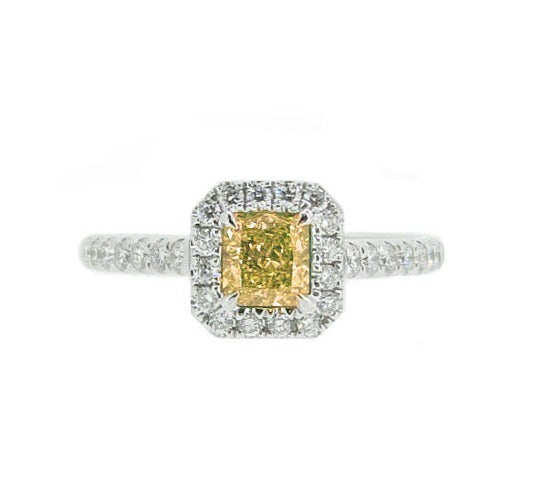 Mael ファンシーライトイエロー ラディアント・ダイヤモンドリング 0.811ct 天然 SI-1 AGT リング画像