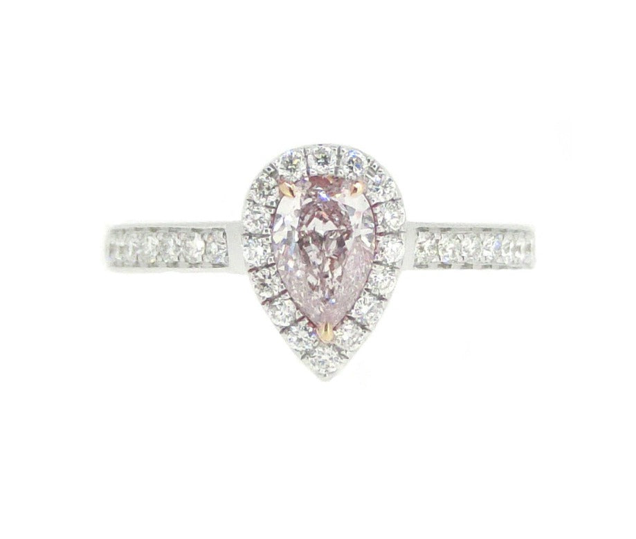 Mael ベリーライト・オレンジ・ピンク ペアシェイプ・ダイヤモンドリング 0.817ct 天然 CGL SI-2 リング画像