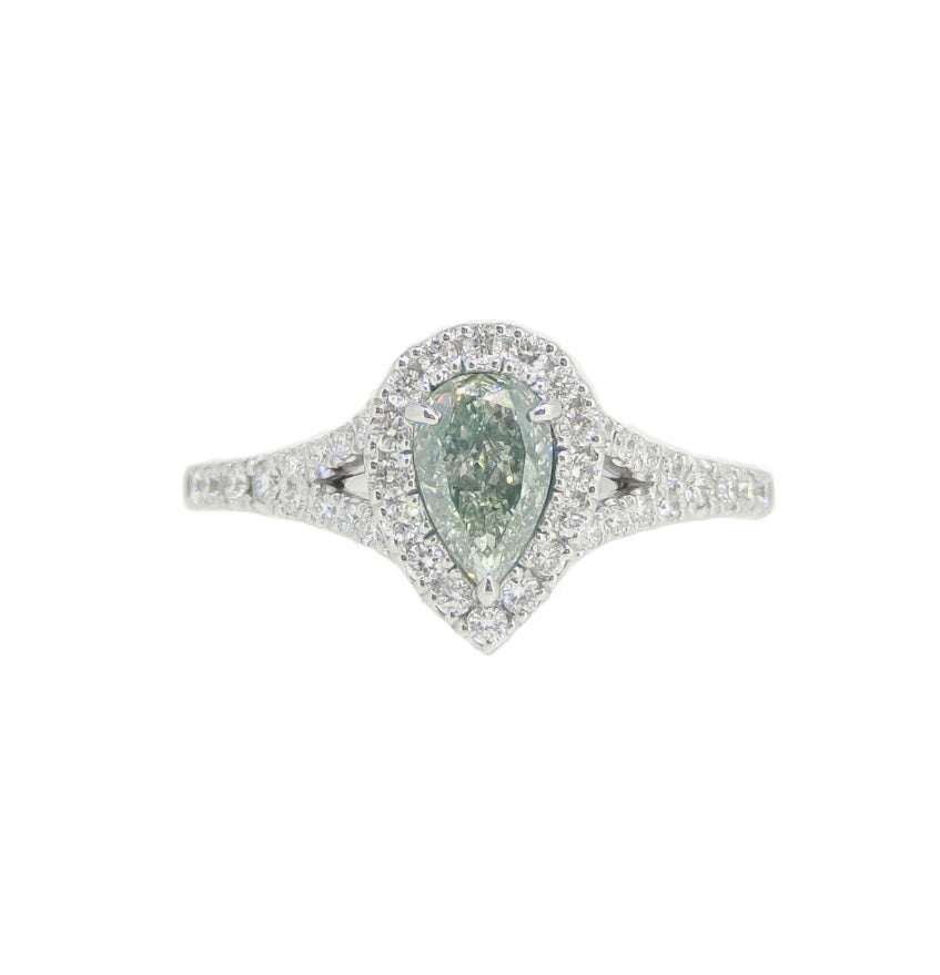 Mael ファンシーライト・イエローグリーンペア・ダイヤモンドリング 0.91ct 天然 GIA VVS2 リング画像