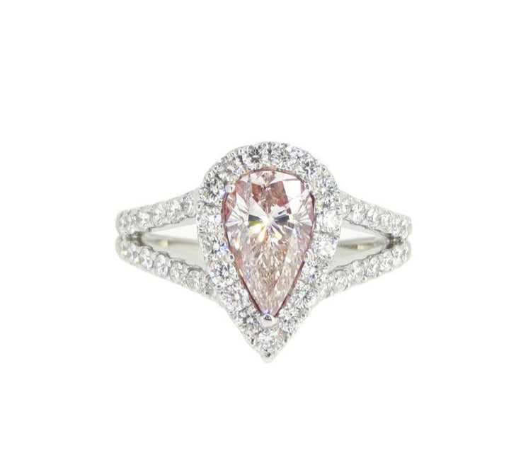 Mael ライト・オレンジ・ピンク ペア・ダイヤモンドリング 1.568ct 天然 CGL VVS2 リング画像