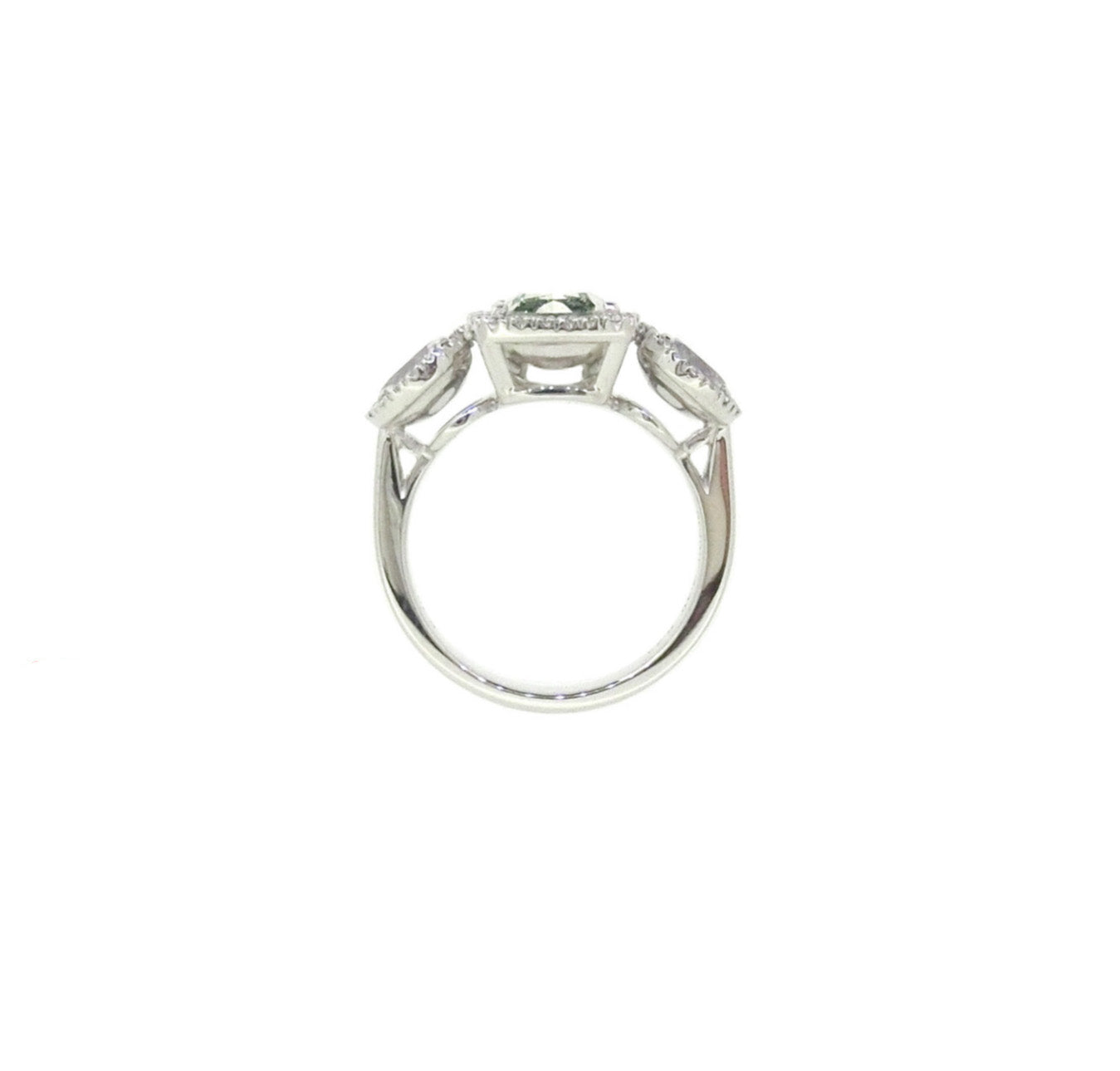 Mael ファンシーイエローグリーン クッション・ダイヤモンドリング 3.237ct 天然 CGL SI-1リング裏側画像