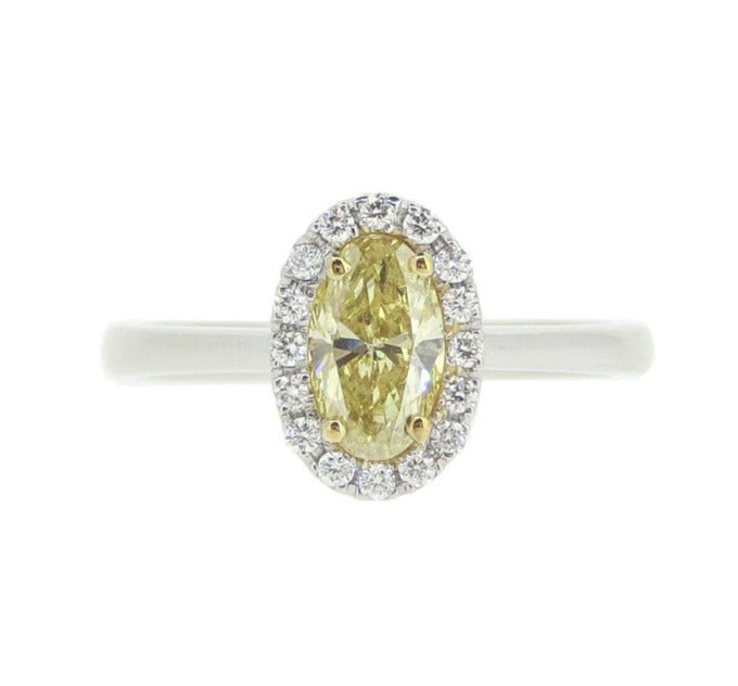 Maelファンシーイエローオーバルシェイプ・ダイヤモンドリング 0.72カラット 天然 SI-1 GIA リング画像