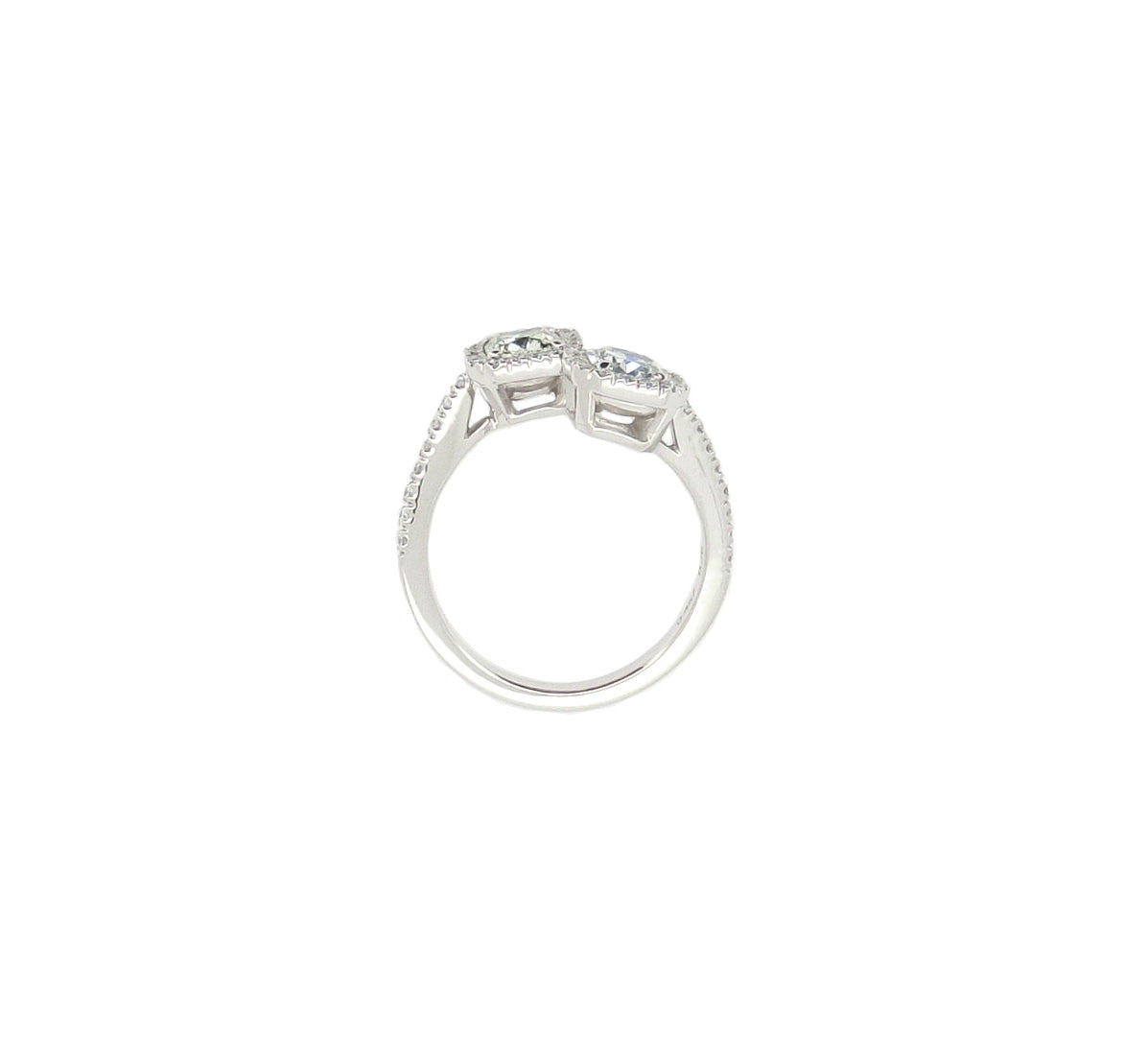Mael ファンシーライトグリーン・ブルークッション・ダイヤモンド リング1.34ct 天然 CGL SI-2, VS-1 リング裏側画像