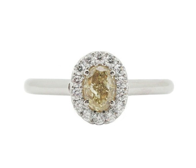 Mael ファンシーイエロー オーバル ダイヤモンド リング 0.591ct 天然 SI1 CGL リング画像